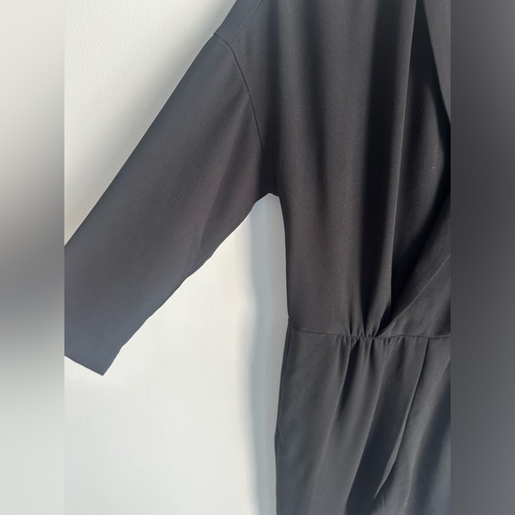 J. Crew 365 fabric faux wrap 3/5 sleeve black jumpsuit size 4 - Picture 5 of 8